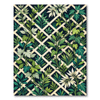 Lush Green Botanical Lattice Trellis Rug
