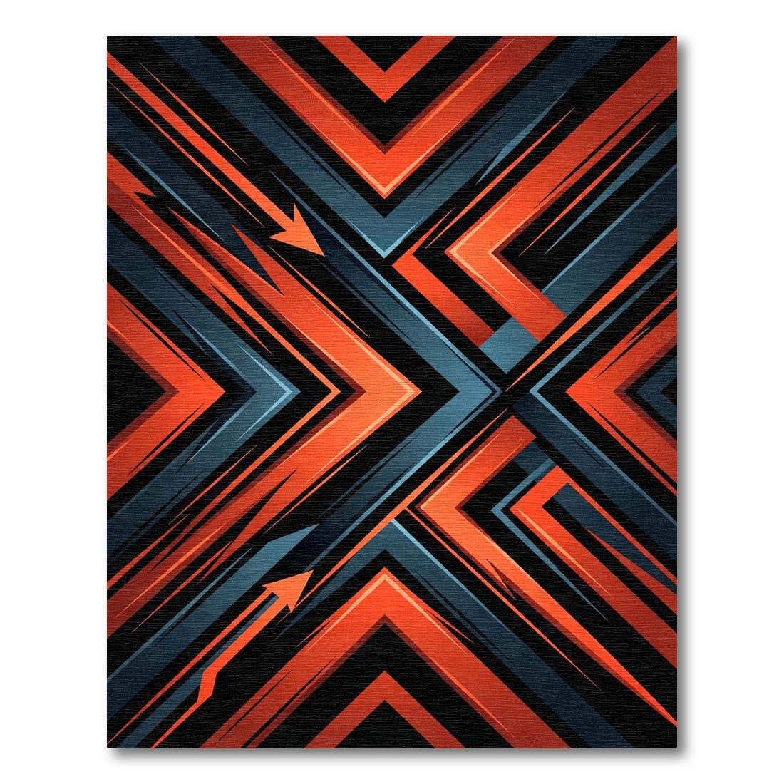 Bold Geometric Orange and Charcoal Arrow Rug