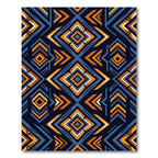 Bold Orange Blue Geometric Diamond Rug