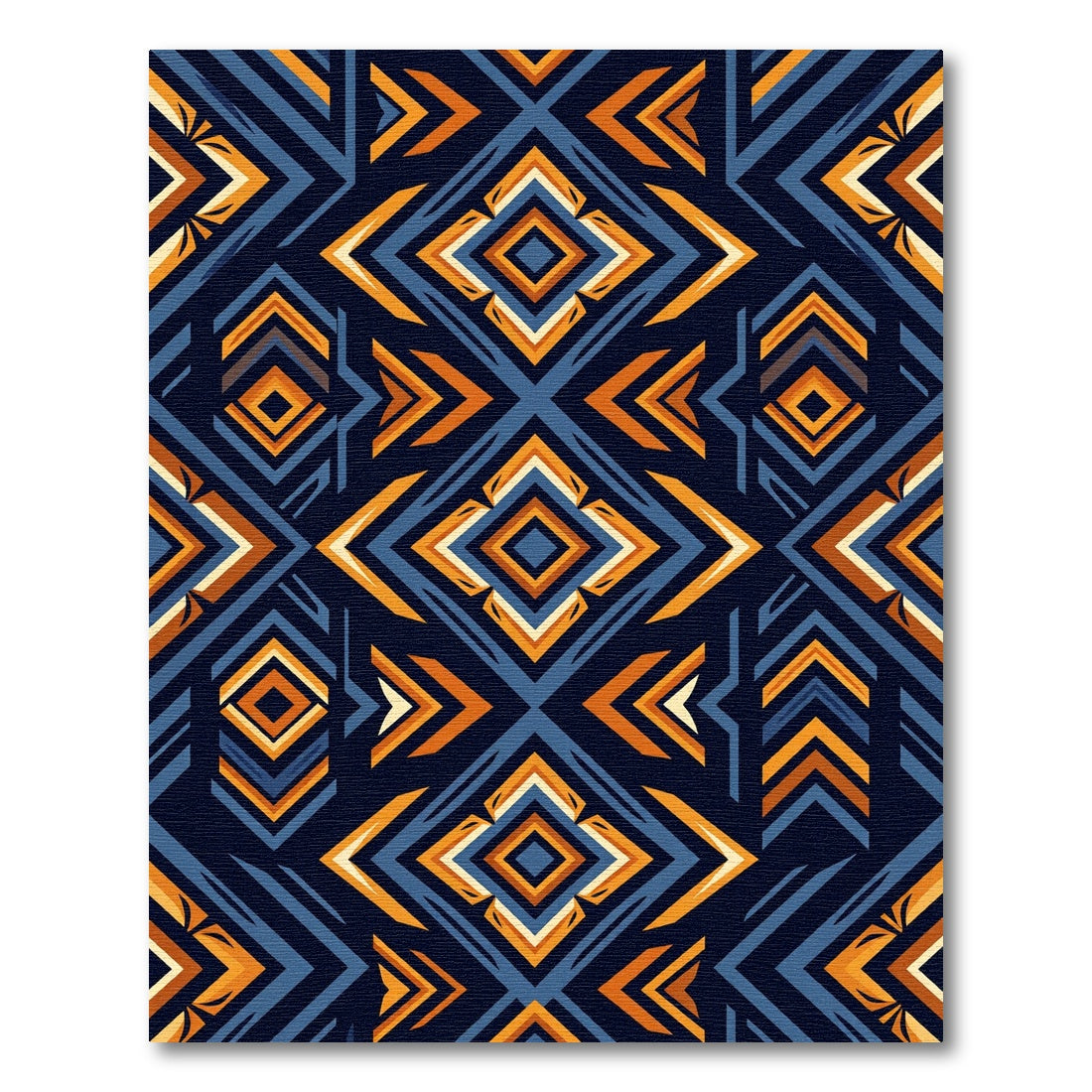 Bold Orange Blue Geometric Diamond Rug