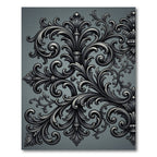 Elegant Charcoal Acanthus Scroll Flourish Rug