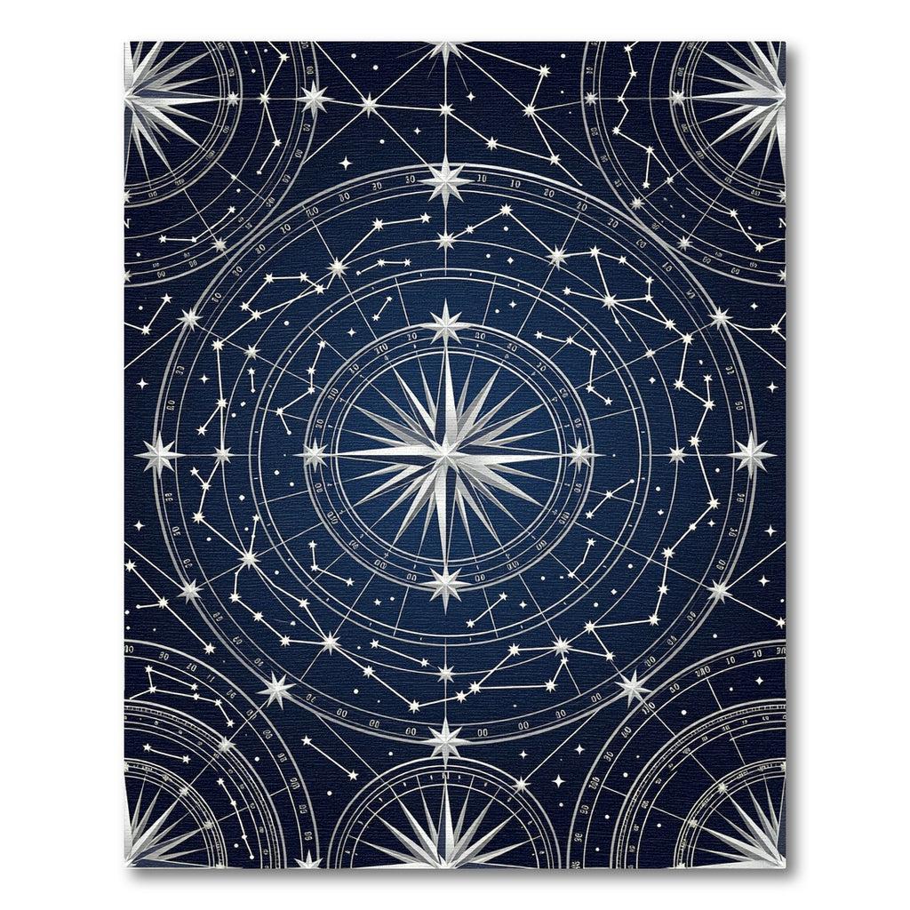 Celestial Navy Silver Star Map Rug