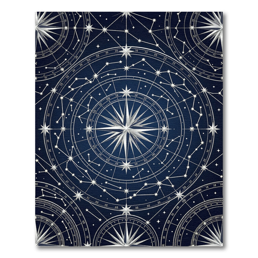 Celestial Navy Silver Star Map Rug