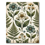 Earthy Tone Wildflower Fern Botanical Rug