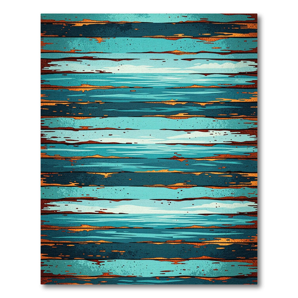 Coastal Blue Wood Plank Stripe Rug