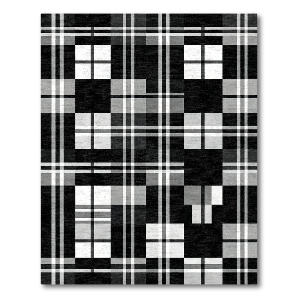Bold Monochrome Plaid Checkered Square Rug