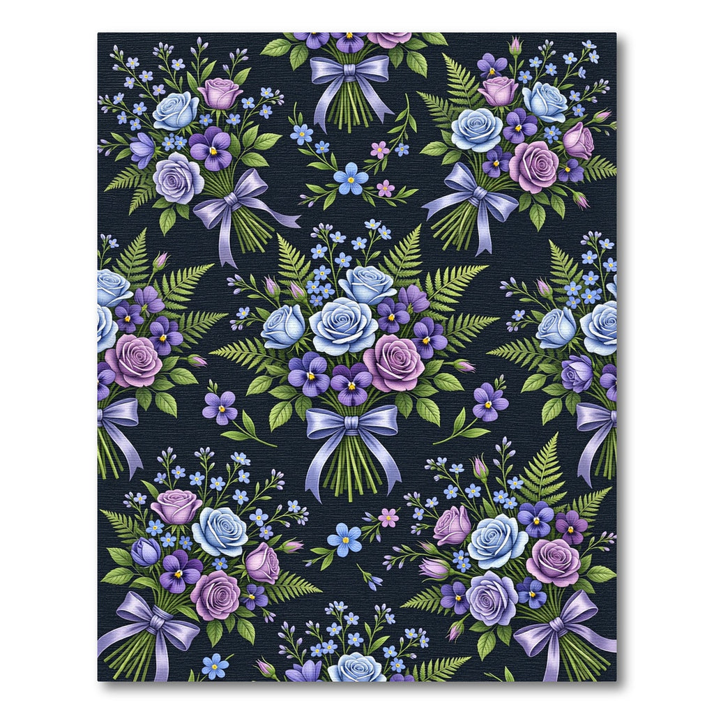 Lavender Blue Rose Bouquet Garden Rug