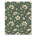 Elegant Sage Green Floral Botanical Art Rug