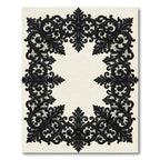 Elegant Black Ornate Baroque Border Rug
