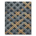 Sophisticated Gold and Silver Geometric Lattice Rug