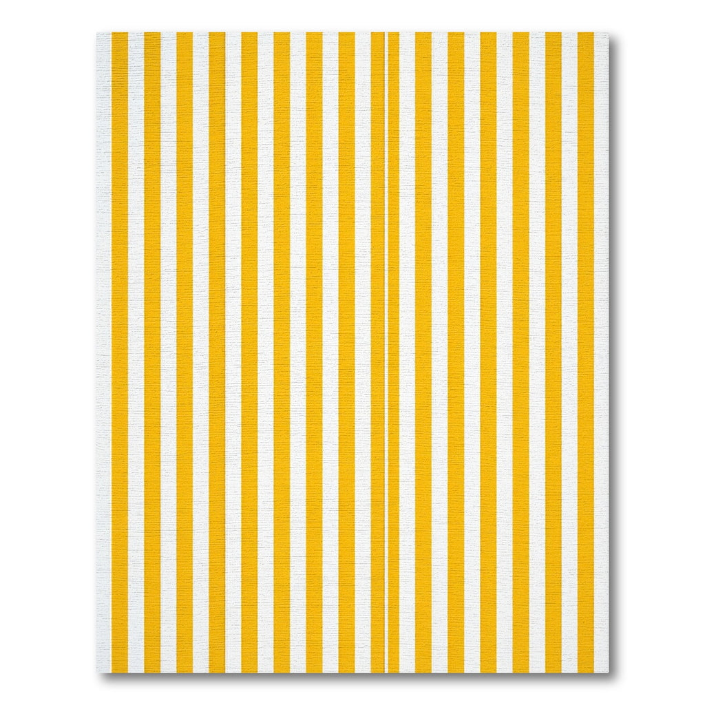 Minimalist Yellow and White Linear Stripe Rug