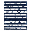 Navy Blue and White Nautical Anchor Rug