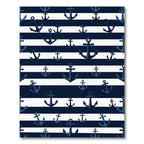 Navy Blue and White Nautical Anchor Rug