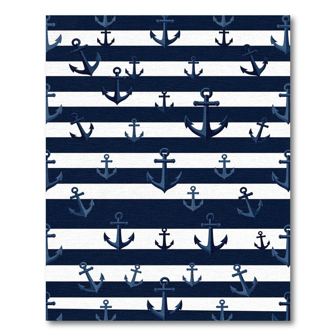 Navy Blue and White Nautical Anchor Rug