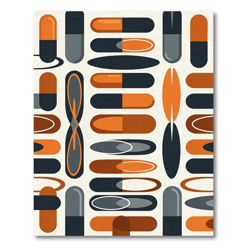 Mid-Century Modern Geometric Burnt Orange Capsule Rug