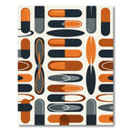 Mid-Century Modern Geometric Burnt Orange Capsule Rug