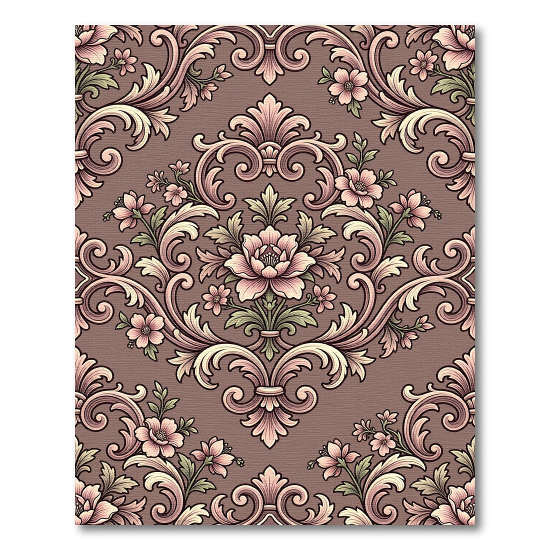 Rose Floral Acanthus Scroll Rug