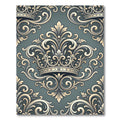 Ornate Golden Crown Baroque Scroll Rug