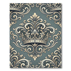 Ornate Golden Crown Baroque Scroll Rug