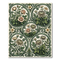 Sage Green Floral Filigree Scroll Elegant Rug