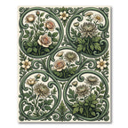 Sage Green Floral Filigree Scroll Elegant Rug