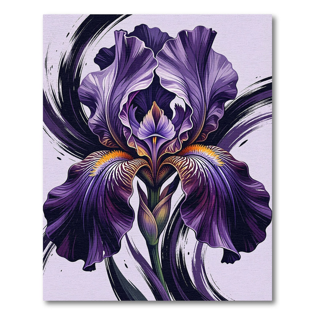 Vibrant Deep Purple Iris Floral Art Rug