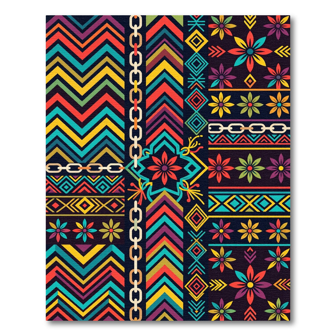 Vibrant Geometric Ethnic Floral Rug