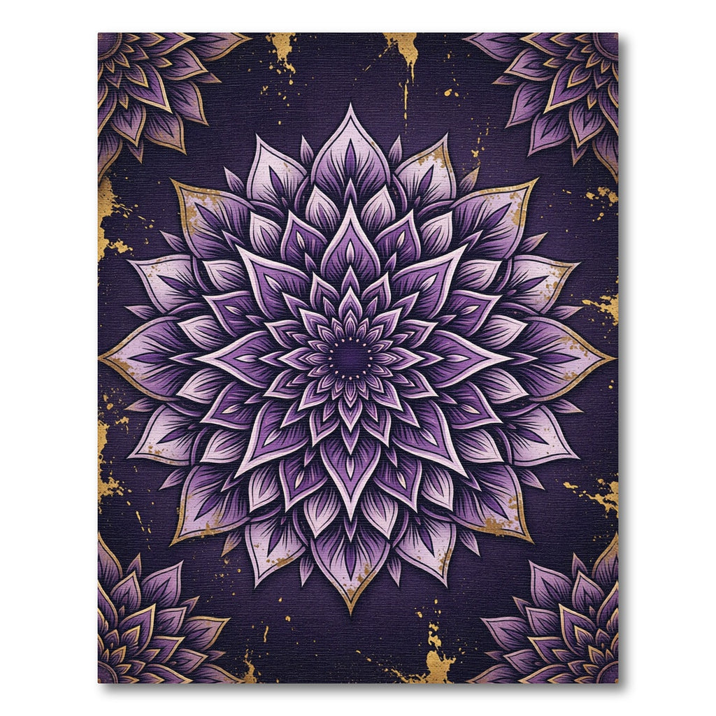 Amethyst Purple Floral Mandala Art Rug
