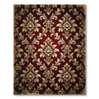 Royal Damask Floral Red Gold Tapestry Rug
