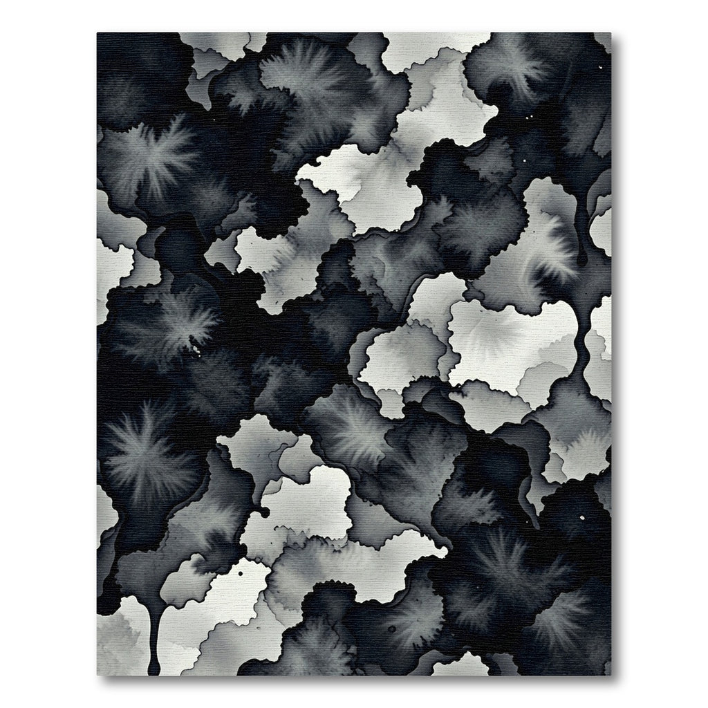 Monochrome Abstract Ink Wash Flow Rug