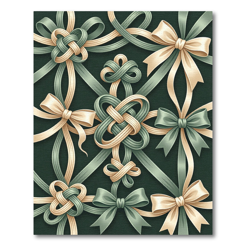 Elegant Sage and Cream Ribbon Knot Rug