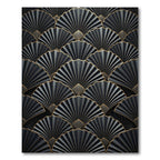 Art Deco Black Gold Fan Medallion Rug
