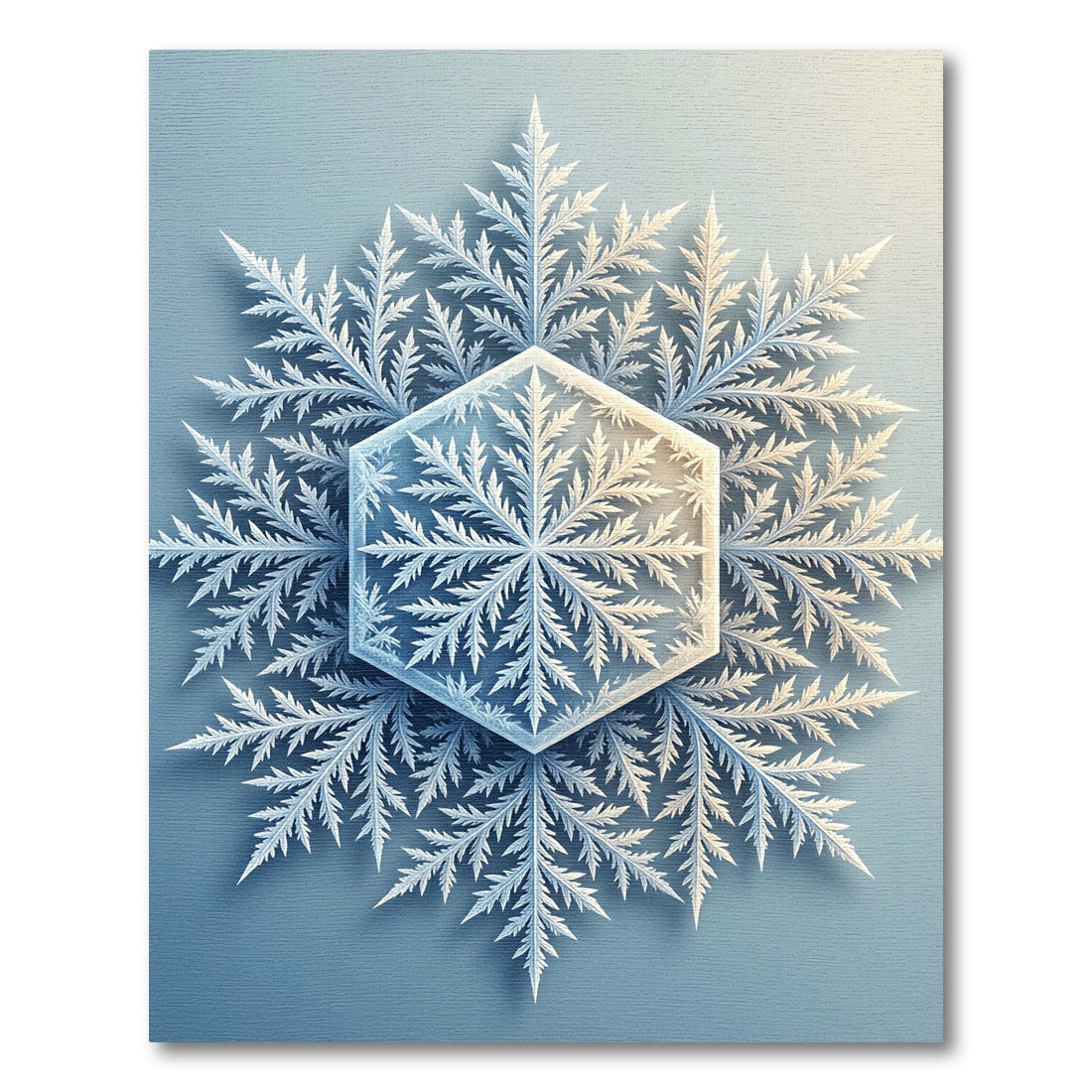 Elegant Frost Blue Hexagonal Snowflake Rug