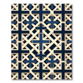 Navy and Cream Geometric Cross Grid Rug