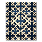 Navy and Cream Geometric Cross Grid Rug