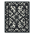 Elegant Black Floral Trellis Ironwork Rug