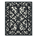 Elegant Black Floral Trellis Ironwork Rug