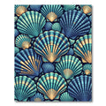 Oceanic Teal Gold Seashell Collage Rug