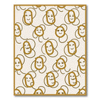 Whimsical Golden Face Line Art Rug