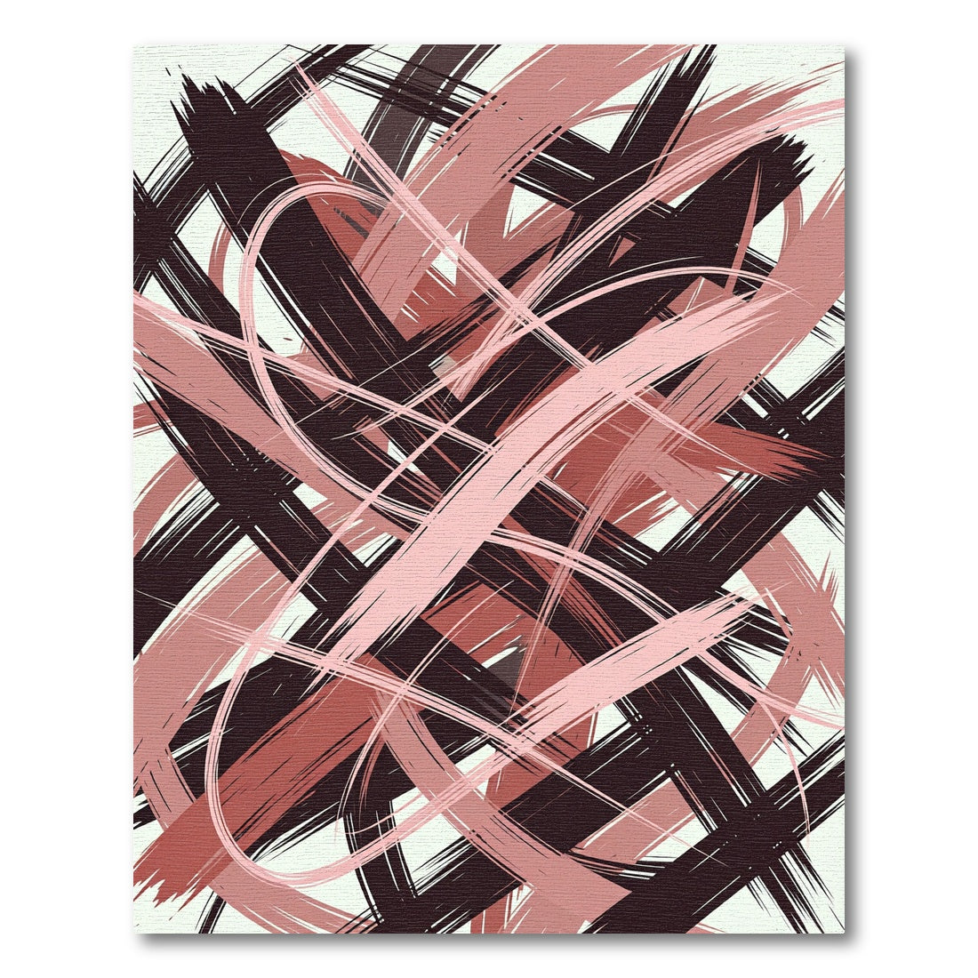 Crimson Blush Abstract Brushstroke Rug