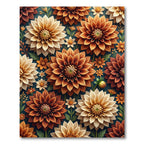 Golden Autumn Dahlia Floral Botanical Rug