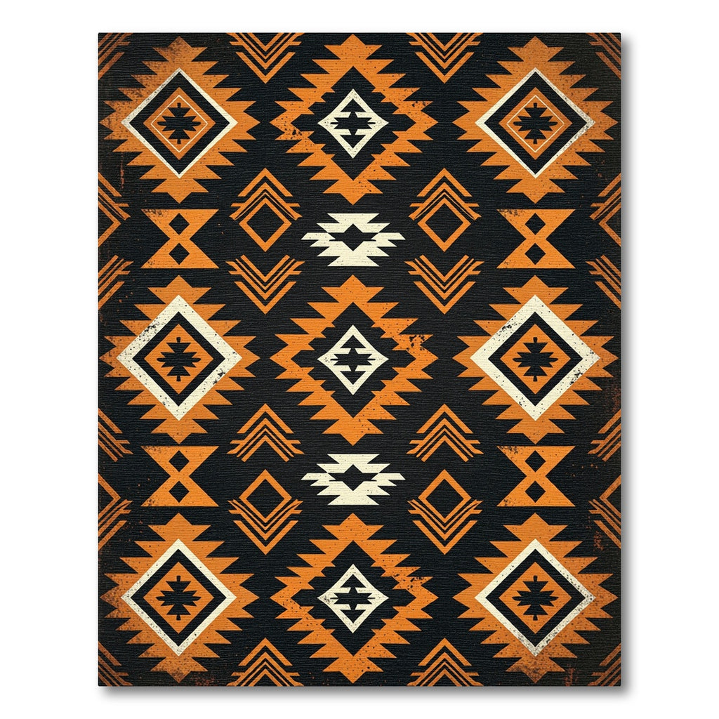 Geometric Western Diamond Aztec Rust Black Rug