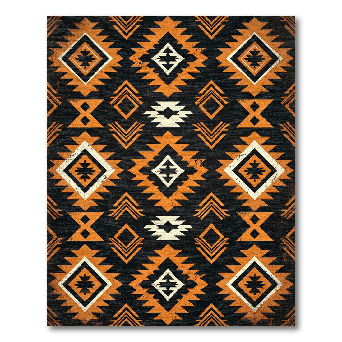 Geometric Western Diamond Aztec Rust Black Rug