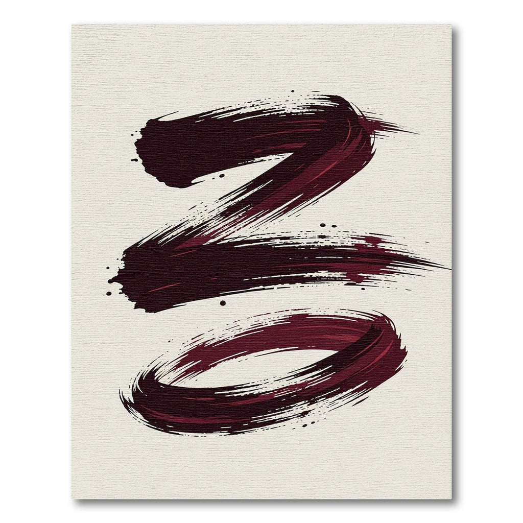 Dark Crimson Abstract Zen Swirl Rug