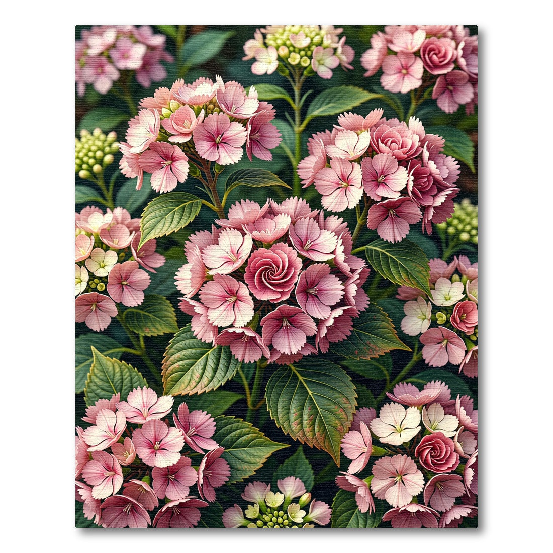 Blush Pink Hydrangea Botanical Floral Garden Rug