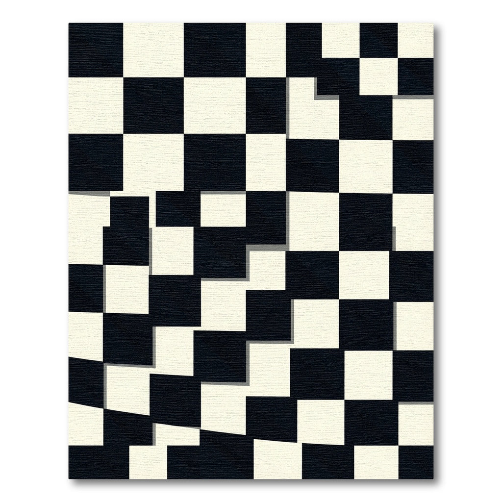 Monochrome Geometric Checkerboard Grid Rug