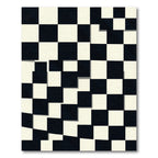 Monochrome Geometric Checkerboard Grid Rug