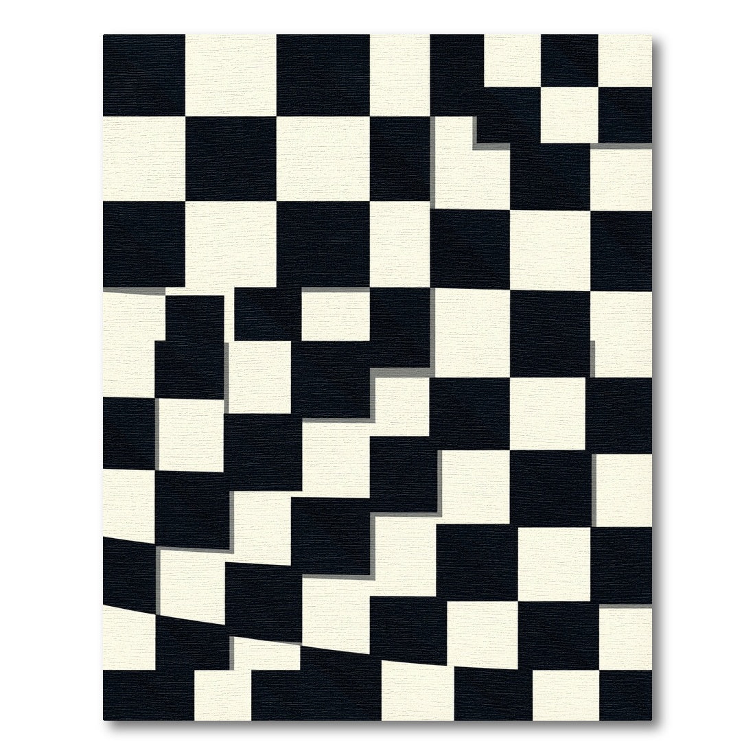 Monochrome Geometric Checkerboard Grid Rug