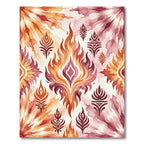 Vibrant Watercolor Flame Medallion Abstract Rug