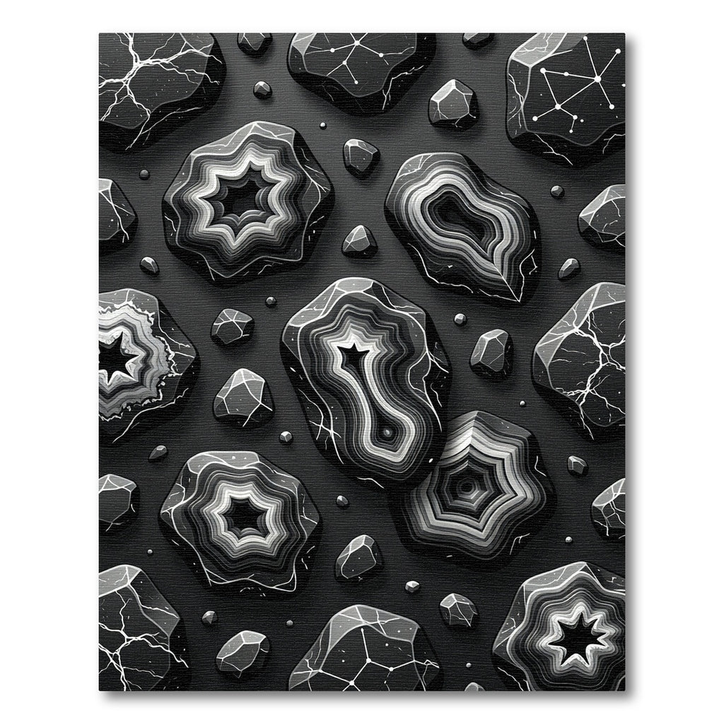Monochrome Agate Stone Starburst Composition Rug